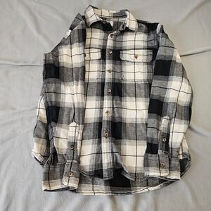 NWT Old Men's Navy Double-Brushed Flannel Button-Down Shirt Black Plaid Size S